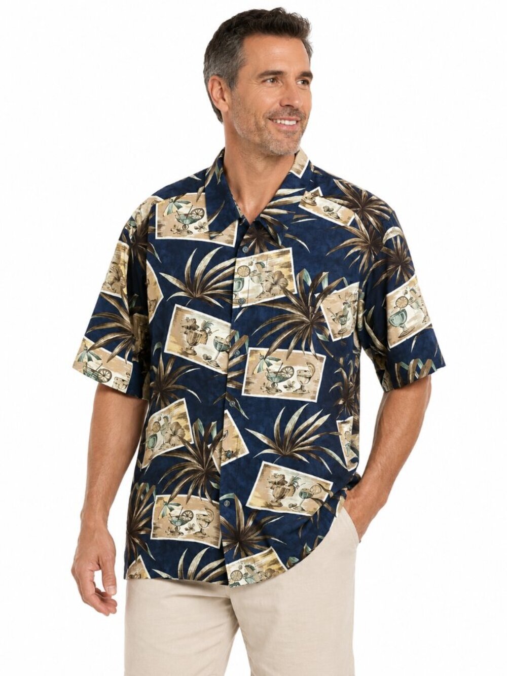 St. John's Bay Island Style Button Front Hawaiian Shirt
